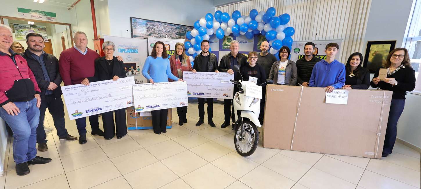 Prefeitura de Tapejara entrega prêmios do 1º sorteio principal do Valoriza Digital 2025