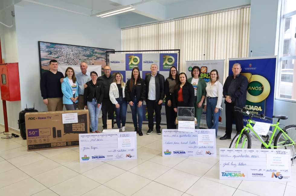 Prefeitura de Tapejara entrega prêmios do 3º sorteio do Valoriza Tapejara Digital